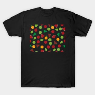 Fruits Pattern - Apple Pear Watermelon Grapes Pomegranate T-Shirt